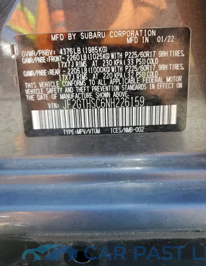 JF2GTHSC6NH226159# 14