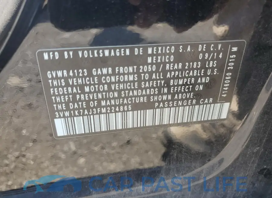 3VW1K7AJ3FM224865# 12