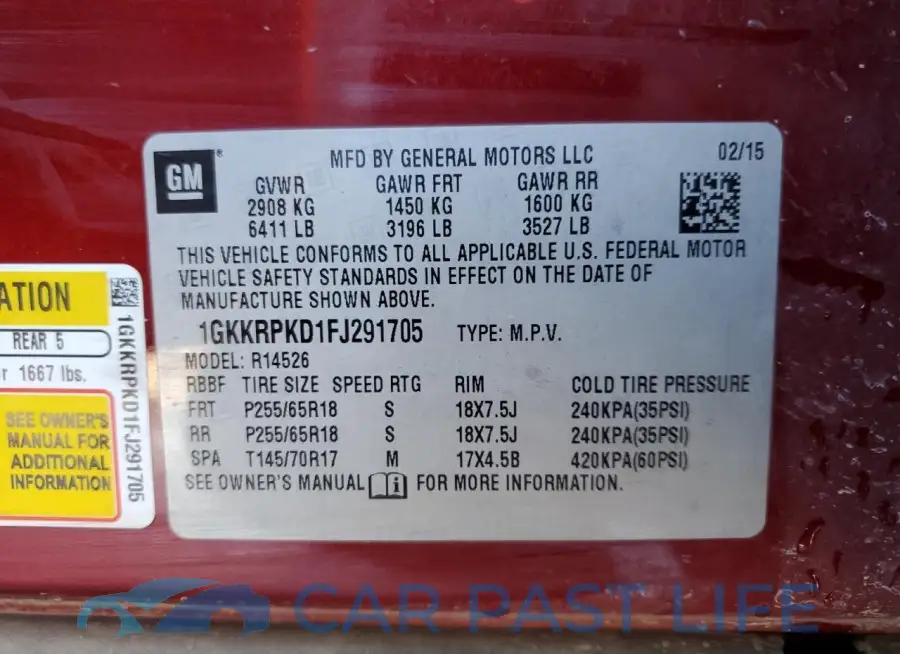 1GKKRPKD1FJ291705# 13