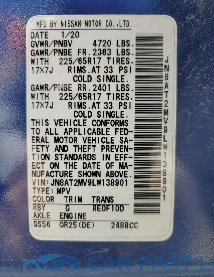 JN8AT2MV9LW138901# 13