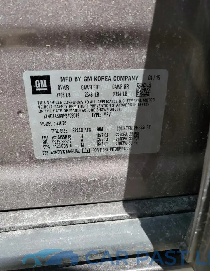 KL4CJASB8FB193018# 12