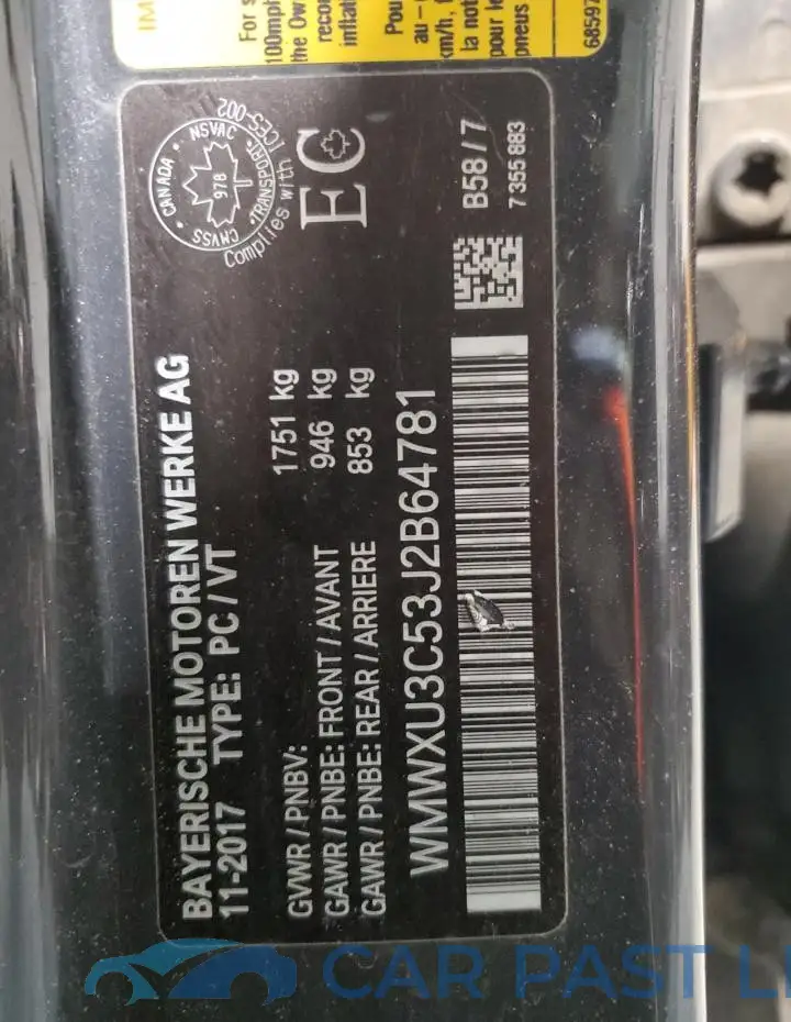 WMWXU3C53J2B64781# 13