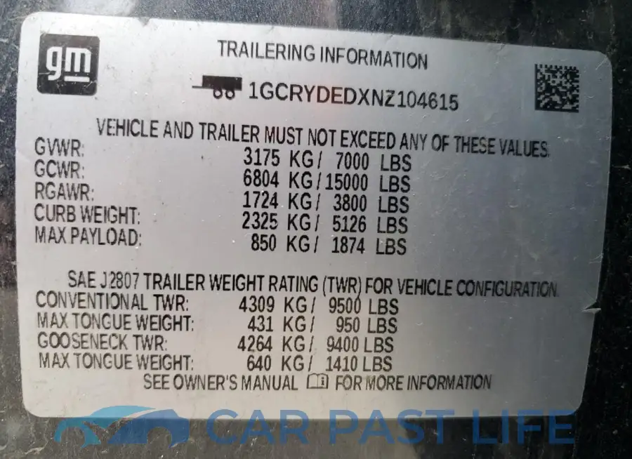 1GCRYDEDXNZ104615# 13