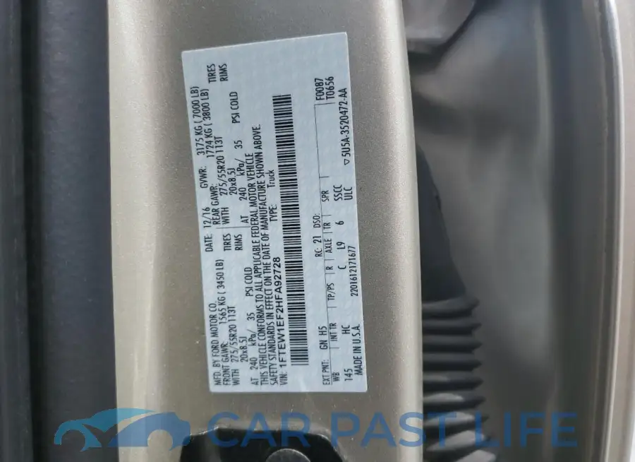 1FTEW1EF2HFA92728# 12