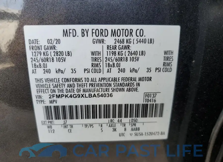 2FMPK4G9XLBA54036# 12