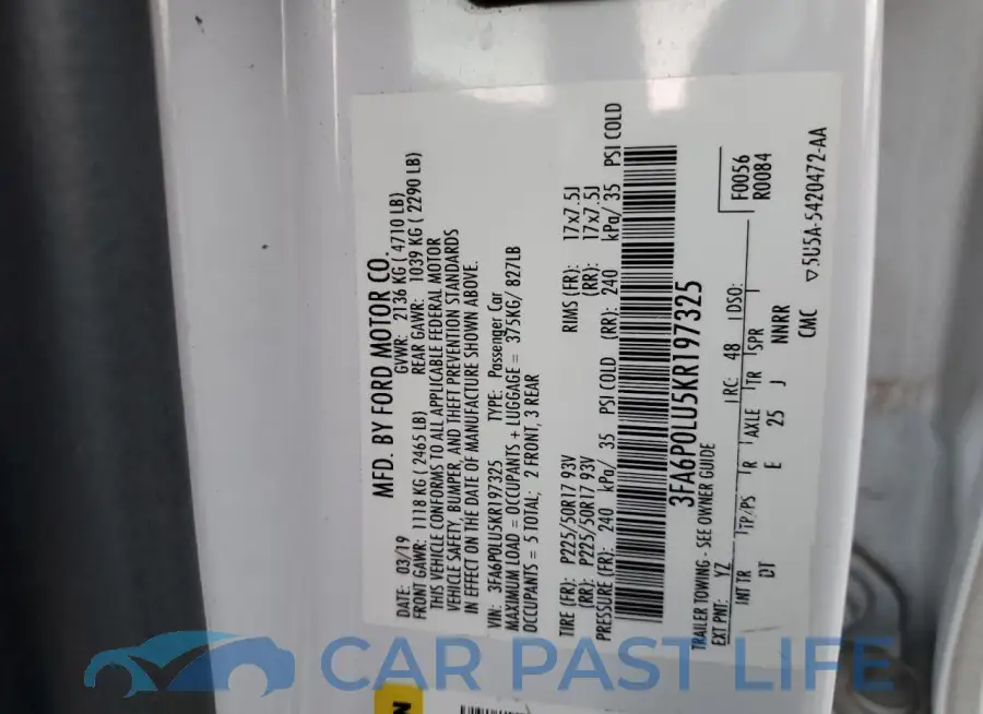 3FA6P0LU5KR197325# 12