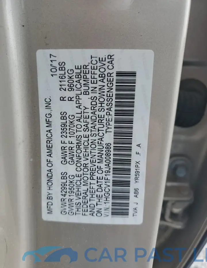 1HGCV1F19JA008986# 12