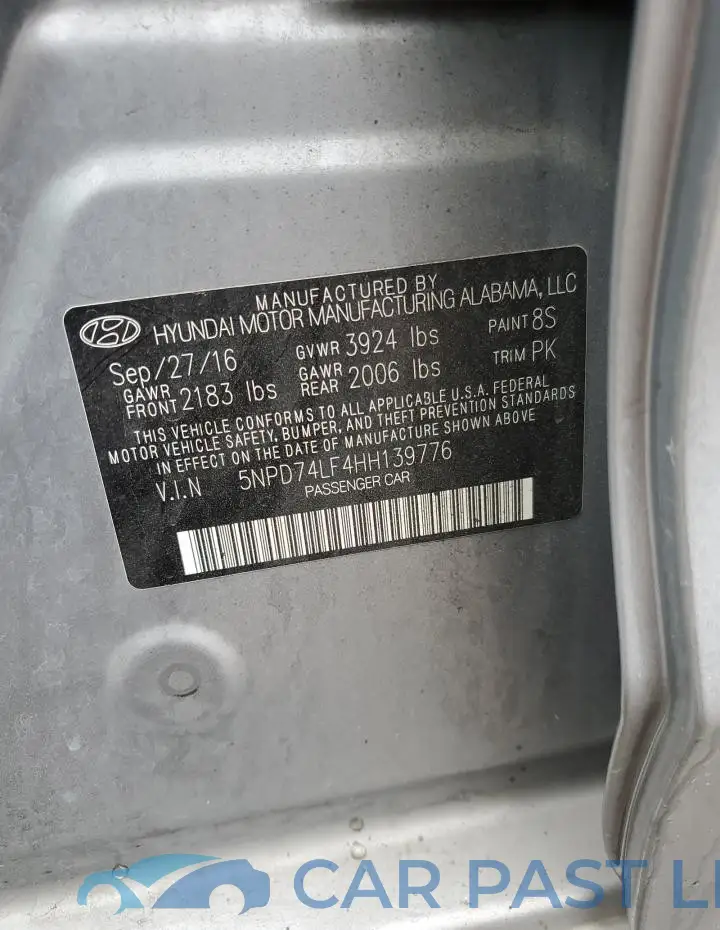 5NPD74LF4HH139776# 12