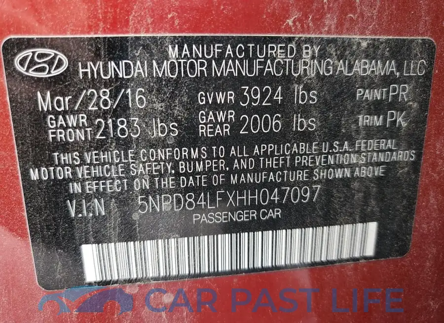 5NPD84LFXHH047097# 12
