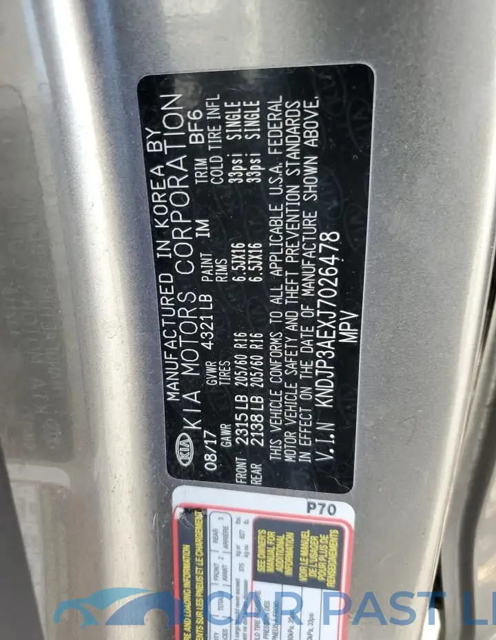 KNDJP3AEXJ7026478# 12