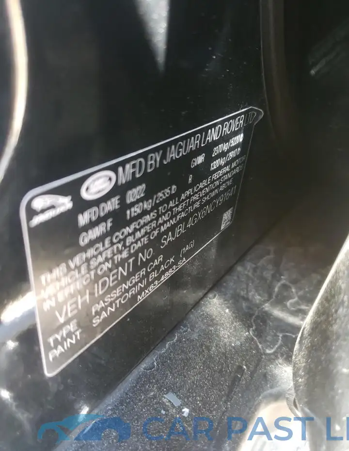 SAJBL4GX6NCY91641# 13