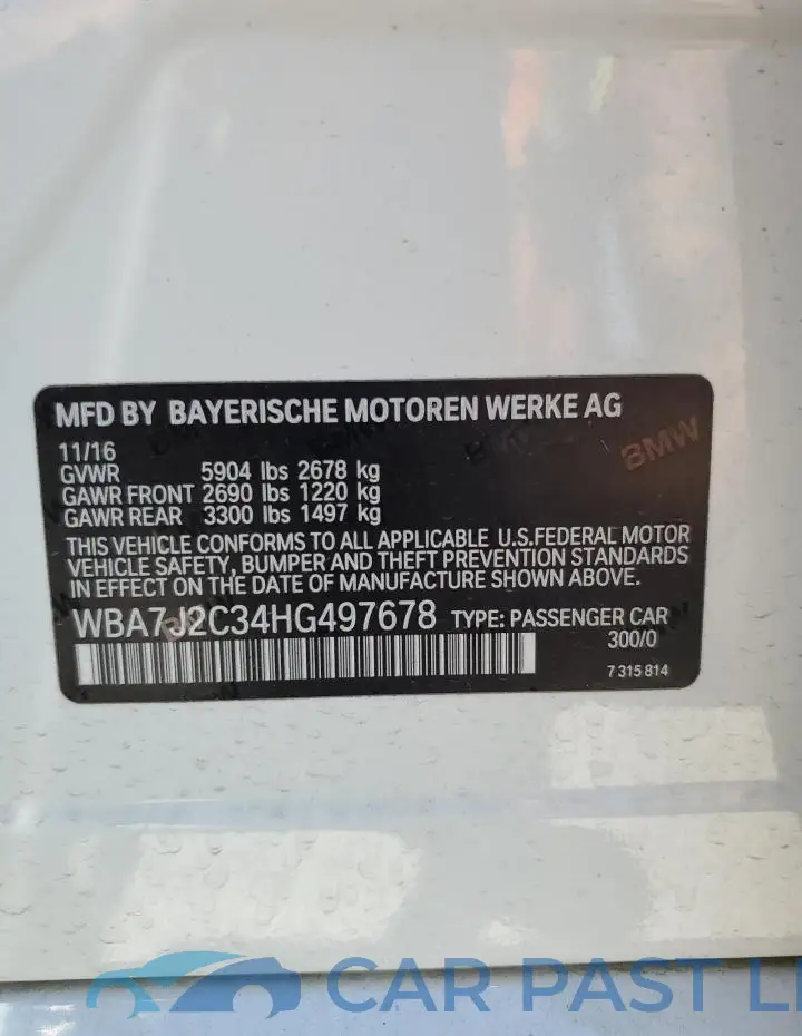 WBA7J2C34HG497678# 12