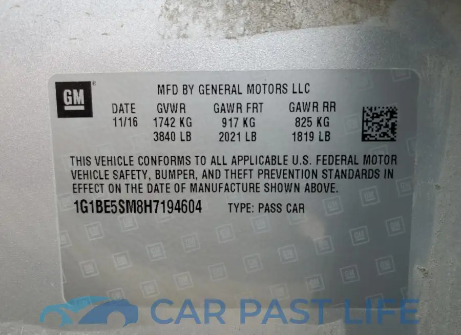 1G1BE5SM8H7194604# 12