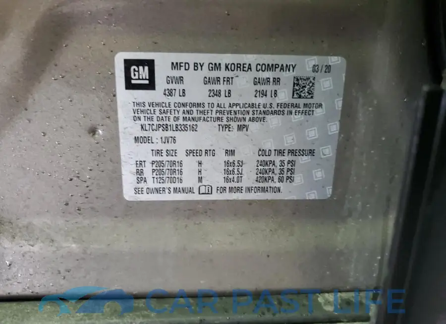 KL7CJPSB1LB335162# 14