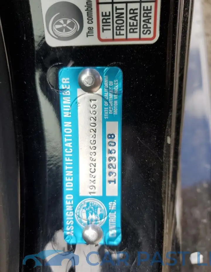 19XFC2F86GE202661# 13