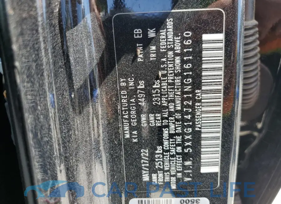5XXG14J21NG161160# 13