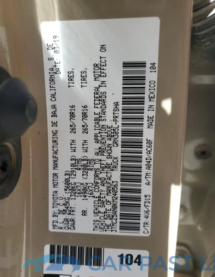 3TMCZ5AN0KM240563# 12