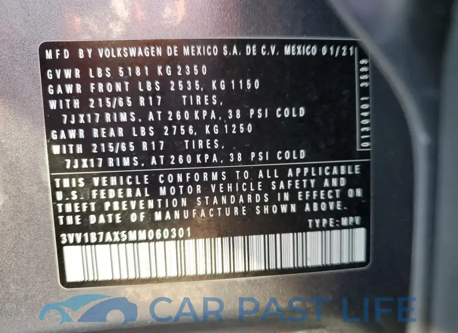 3VV1B7AX5MM060301# 13