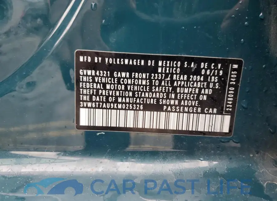 3VW6T7AU9KM025326# 12