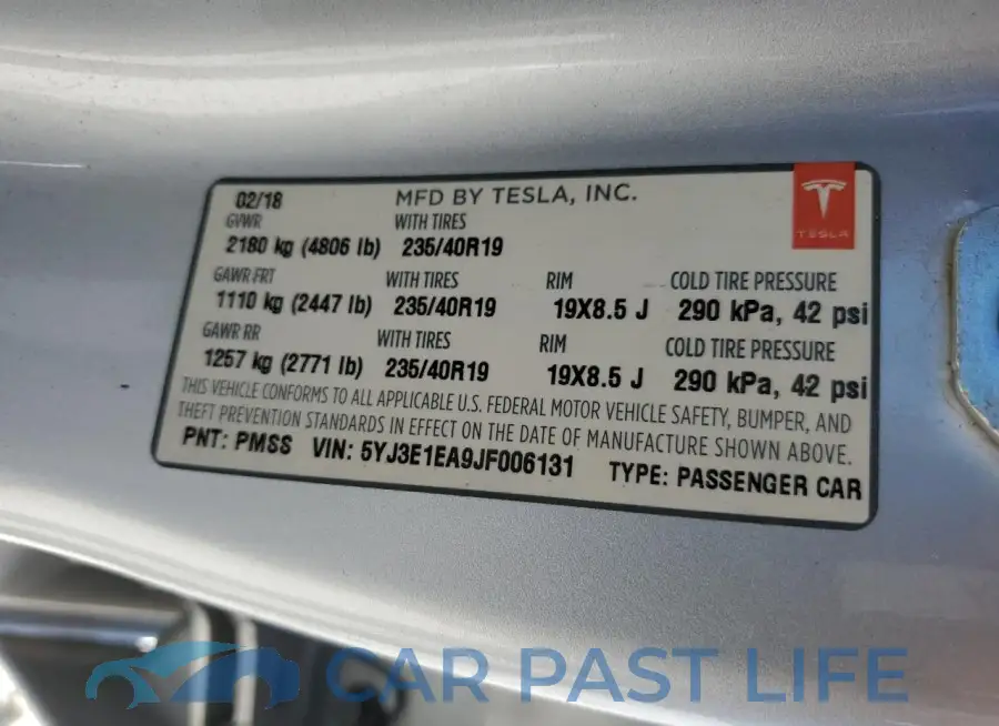 5YJ3E1EA9JF006131# 12