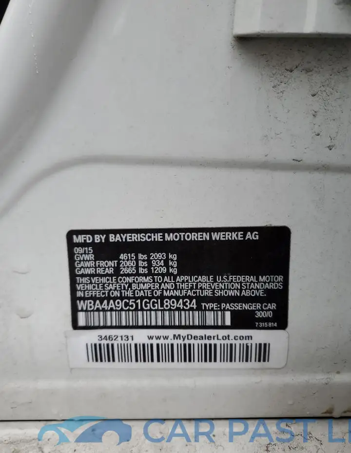 WBA4A9C51GGL89434# 12