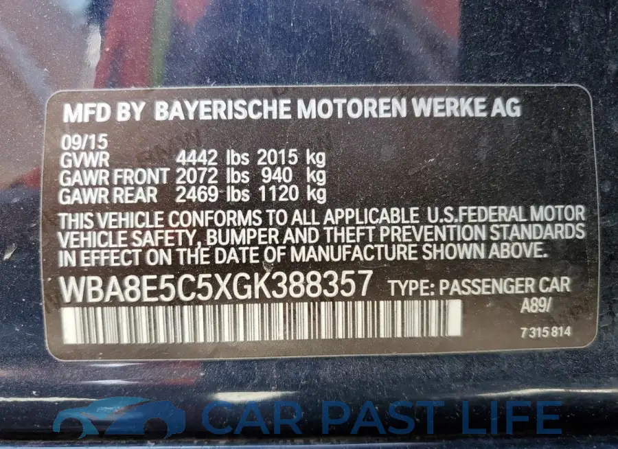 WBA8E5C5XGK388357# 13