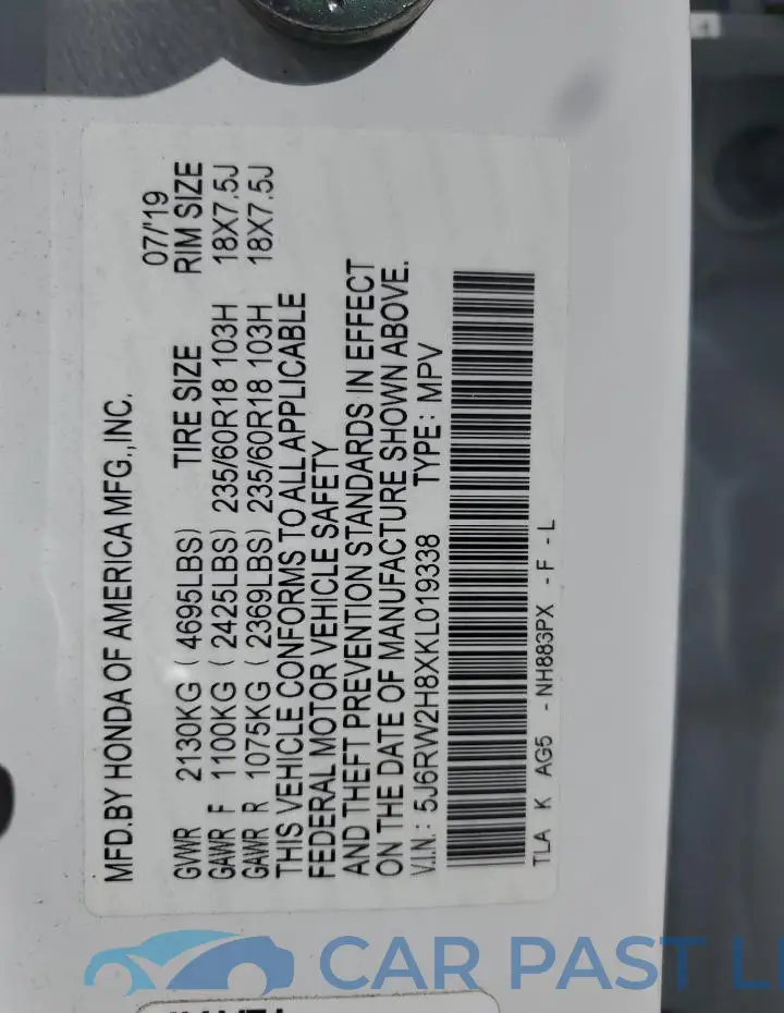 5J6RW2H8XKL019338# 13