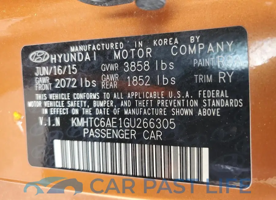 KMHTC6AE1GU266305# 12
