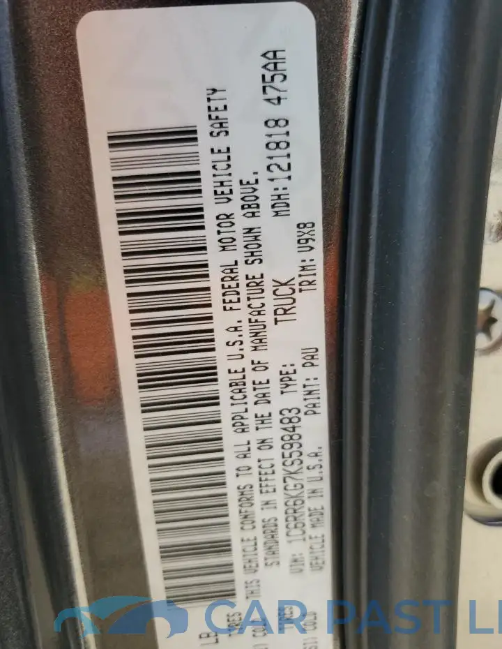 1C6RR6KG7KS598483# 12
