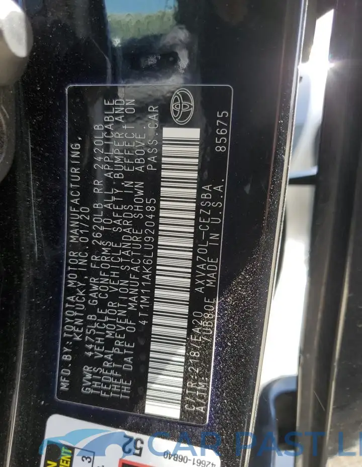 4T1M11AK6LU920485# 12