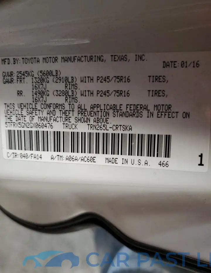 5TFRX5GN2GX060476# 12