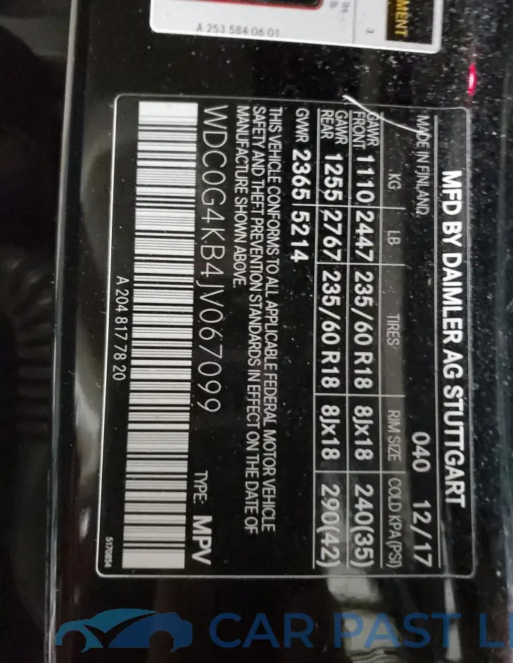WDC0G4KB4JV067099# 13