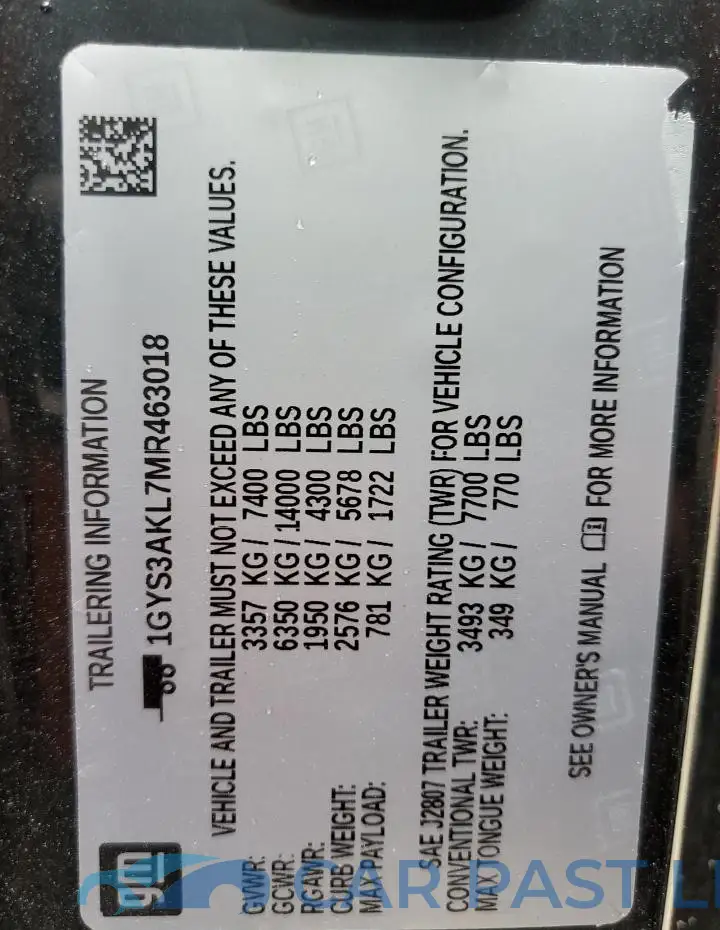 1GYS3AKL7MR463018# 13