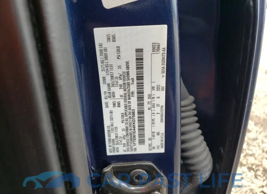 1FTEW1E44KKD75063# 12