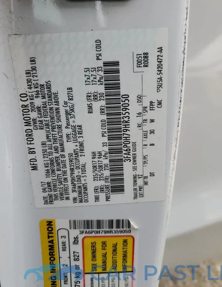 3FA6P0H79HR359050# 13