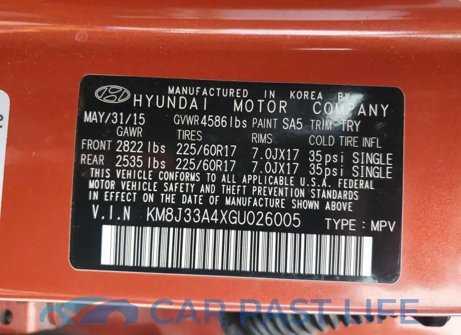 KM8J33A4XGU026005# 13