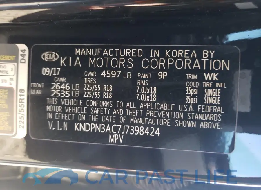 KNDPN3AC7J7398424# 12