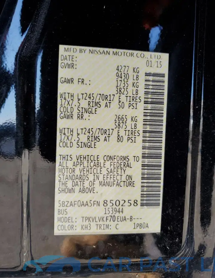 5BZAF0AA5FN850258# 12