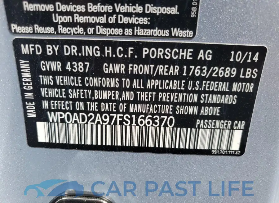 WP0AD2A97FS166370# 12
