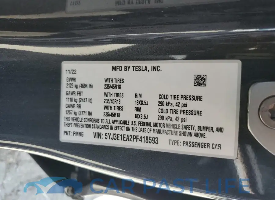 5YJ3E1EA2PF418593# 13