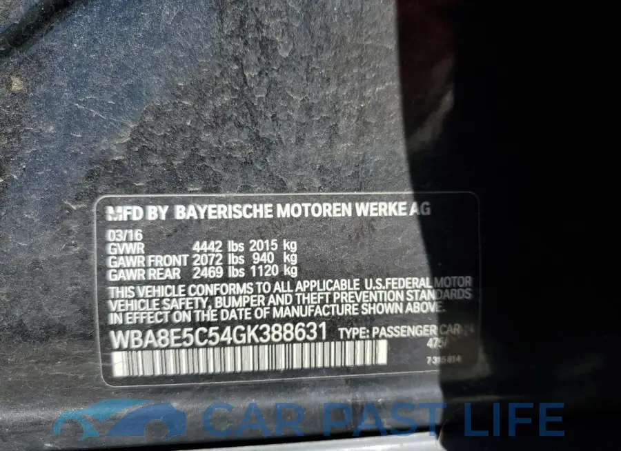 WBA8E5C54GK388631# 12