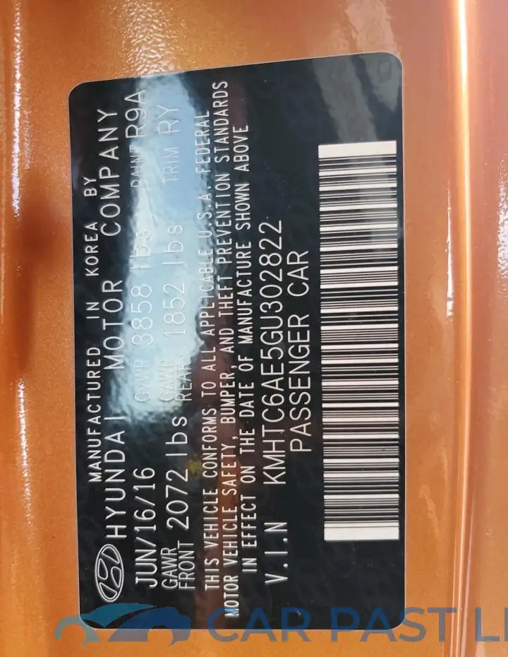 KMHTC6AE5GU302822# 12