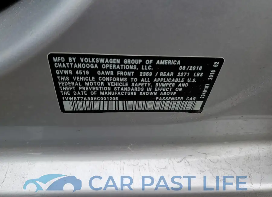 1VWBT7A39HC001205# 13