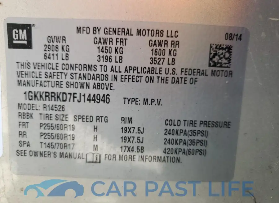 1GKKRRKD7FJ144946# 13
