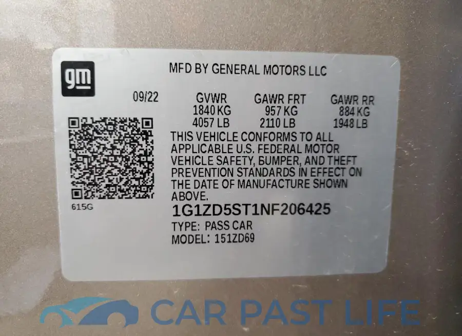 1G1ZD5ST1NF206425# 13