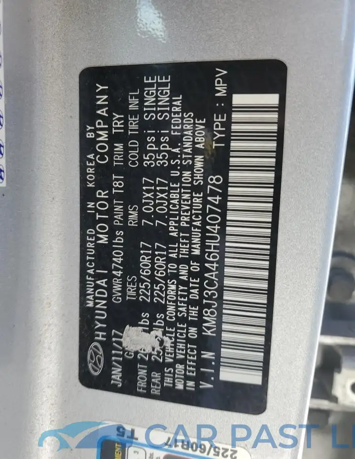 KM8J3CA46HU407478# 12