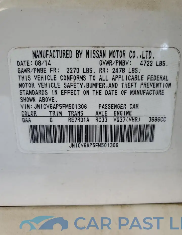 JN1CV6AP5FM501306# 12