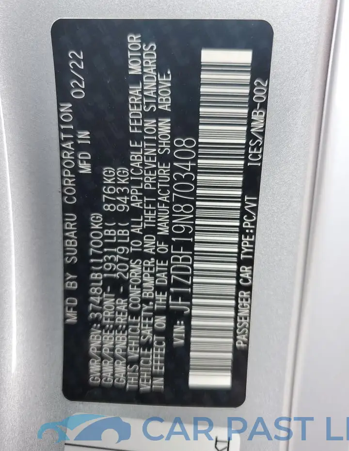 JF1ZDBF19N8703408# 12