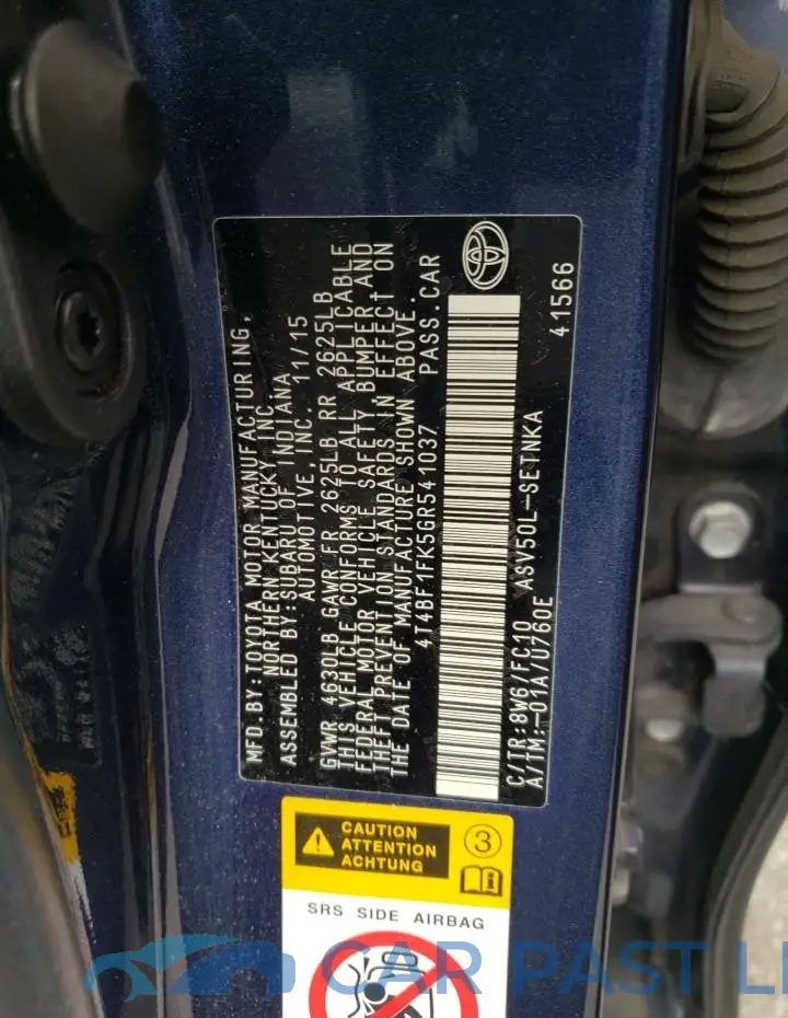 4T4BF1FK5GR541037# 12