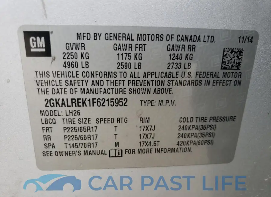 2GKALREK1F6215952# 14